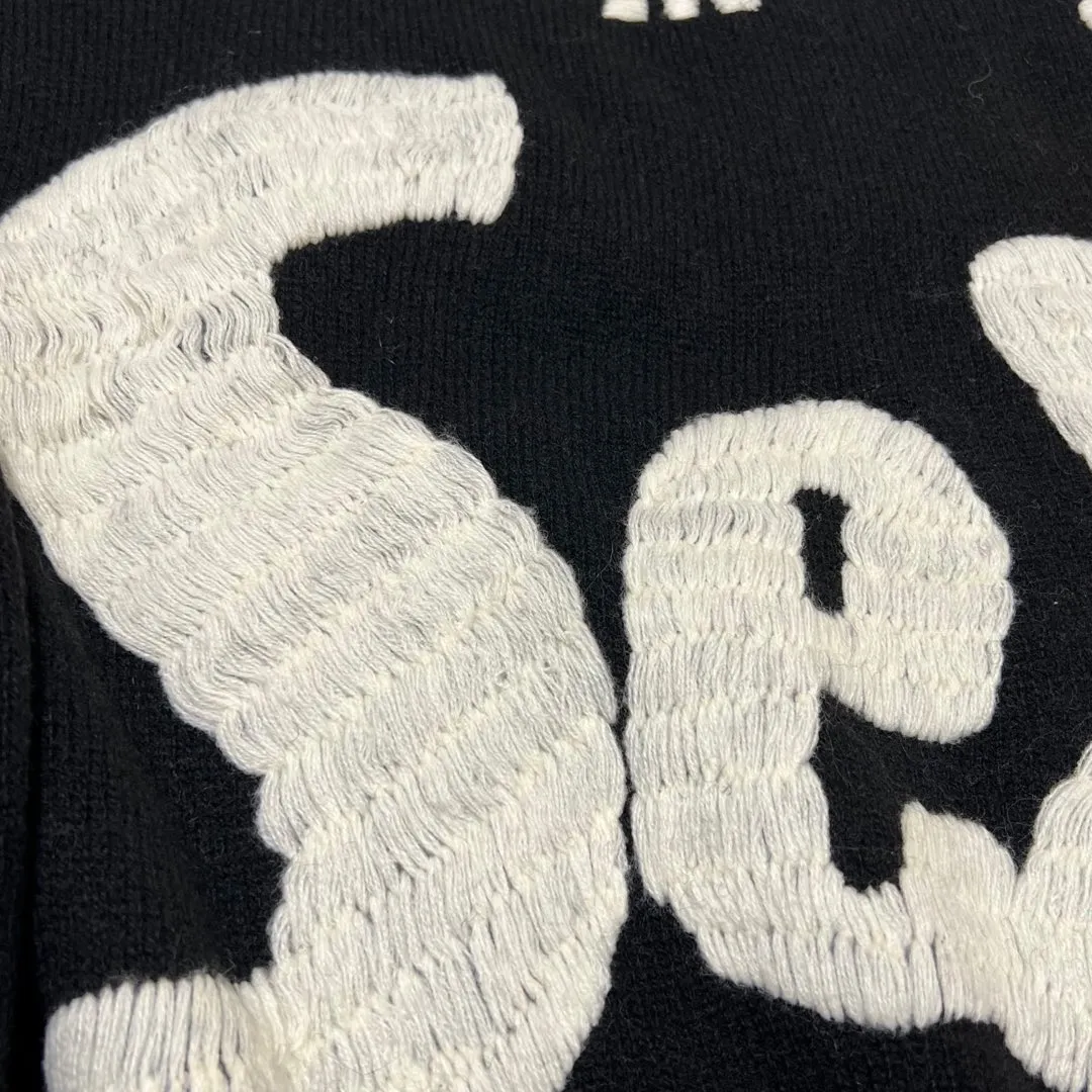 SAINT Mxxxxxx × Sex Pistols SP_CREW KNT/IAMA/BLK SEX PISTOLS band joint model destroyed hand-embroidered sweater, black S-XL, original 85% wool/15% polyester fiber blend, super complex front and rear panels, large-area hand-embroidery, hand-cut destruction treatment, custom-made correct joint main mark/wash mark
